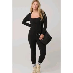 Offline Aerie Real Me Xtra Long Sleeve Legging Jumpsuit Women M Black